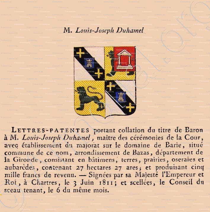 DUHAMEL_Lettres-Patentes. Noblesse d'Empire_France (1)