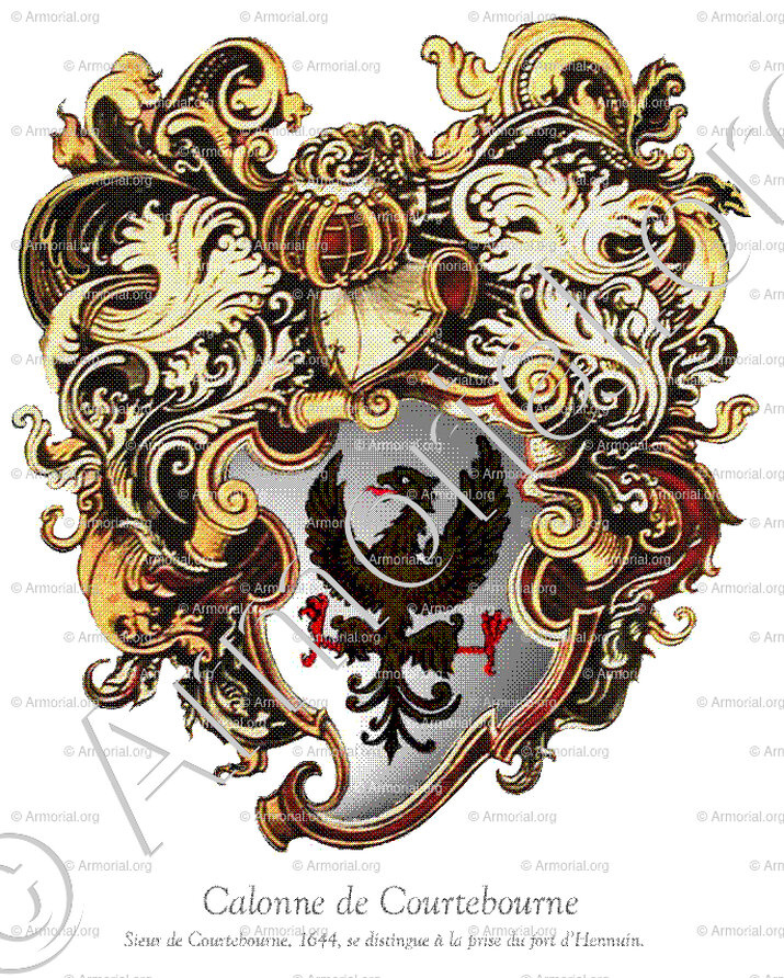 CALONNE de COURTEBOURNE_Sieur de Courtebourne, 1644, se distingue à la prise du fort d'Hennuin._France