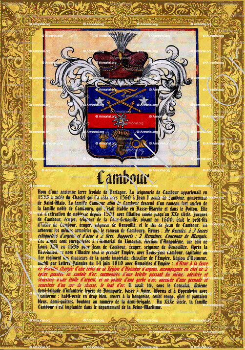 CAMBOUR_Bretagne (Armoiries, notice historique, document Lionel Sandoz)_France