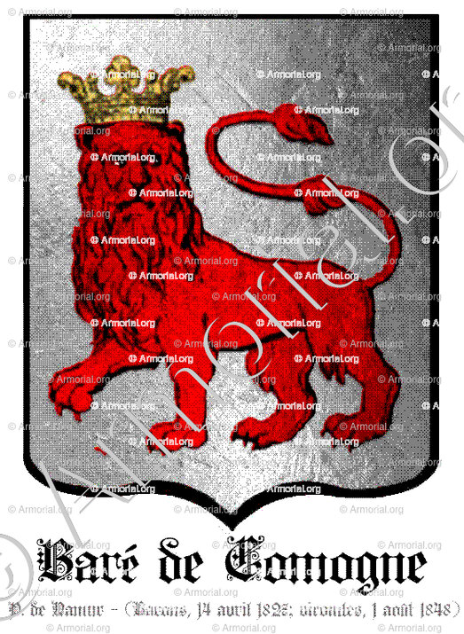 BARE de COMOGNE_Pays de Namur; Barons 14, avril 1827, Vicomtes 1 août 1848._Royaume des Pays-Bas Belgique