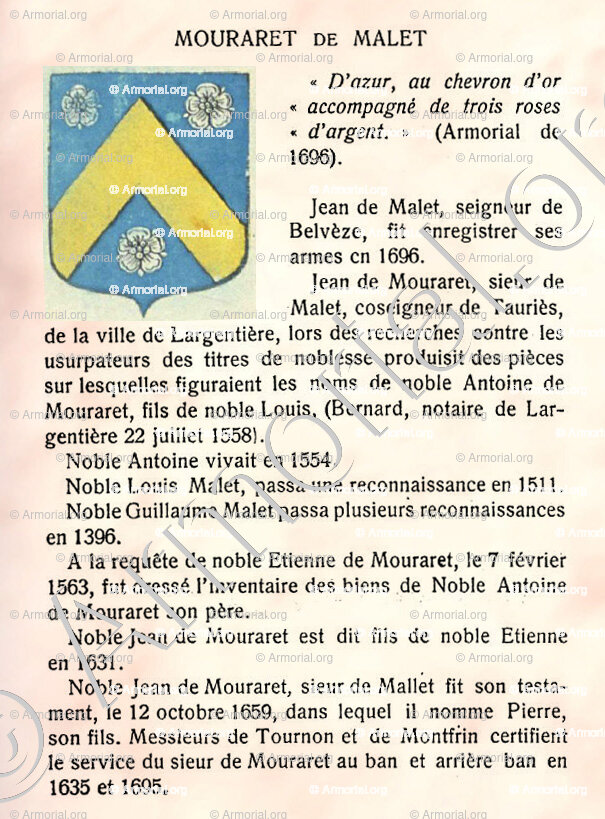 MOURARET de MALET