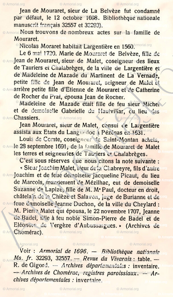 MOURARET de MALET