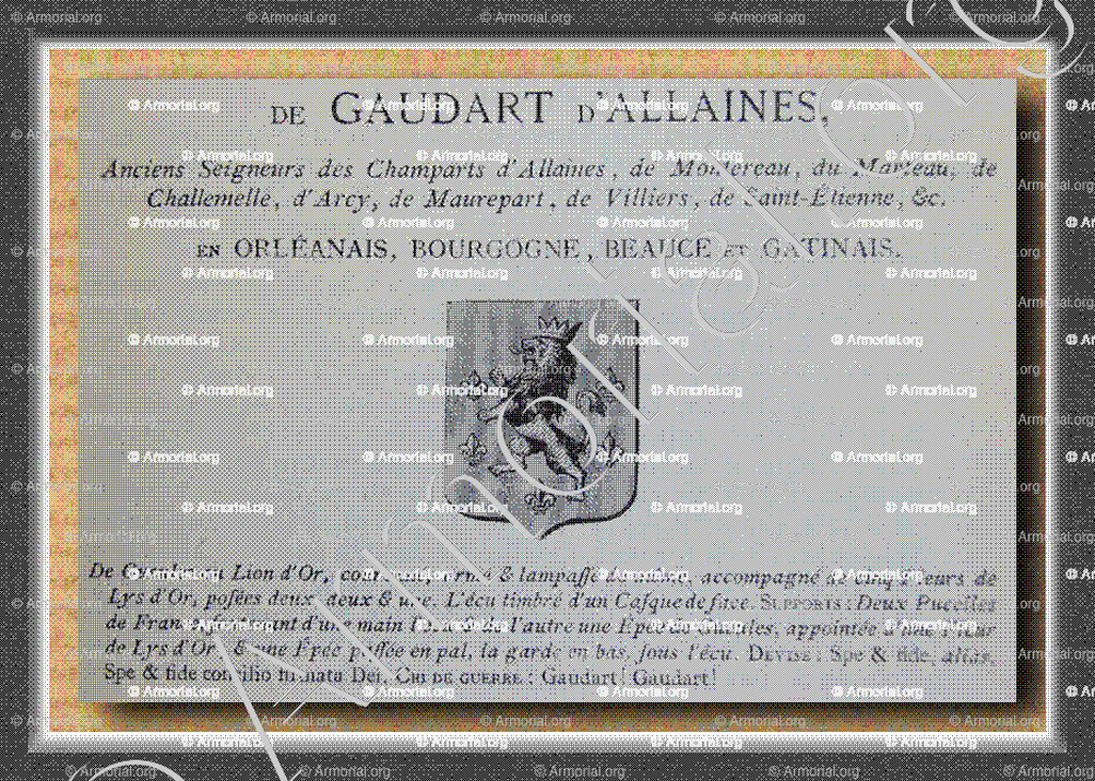 de GAUDART d'ALLAINES_Orleanais, Bourgogne, Beauce, Gatinais._France
