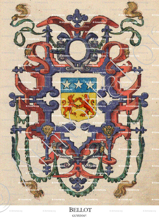 BELLOT_Guyenne. Cartouche couleur XVIIe s._France