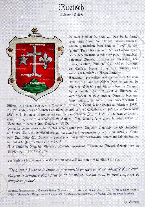 RUETSCH_Soleure (Armorial Daniel Sandoz, 1996_Suisse