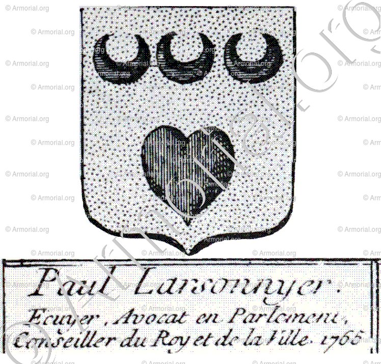 LARSONNYER_Ecuyer, Conseiller du Roy et de la ville de Paris, 1765._France