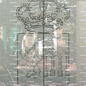 ALFAJARIN_Escudo, grabado sobre puerta acristalada, Alfajarin, Zaragoza, Aragón,_España
