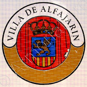 ALFAJARIN_escudo, pegatina oficial, Alfajarin, Zaragoza, Aragón_España