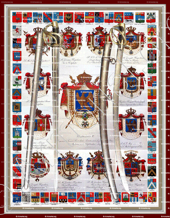 ARMES & BLASONS_Fond de tableau à la demande pour présentation d'armes_Création Lionel Sandoz Armorial.org