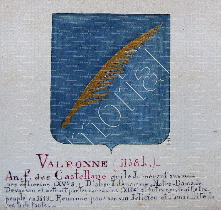 VALBONNE_Armorial Nice. (J. Casal, 1903) (Bibl. mun. de Nice)_France