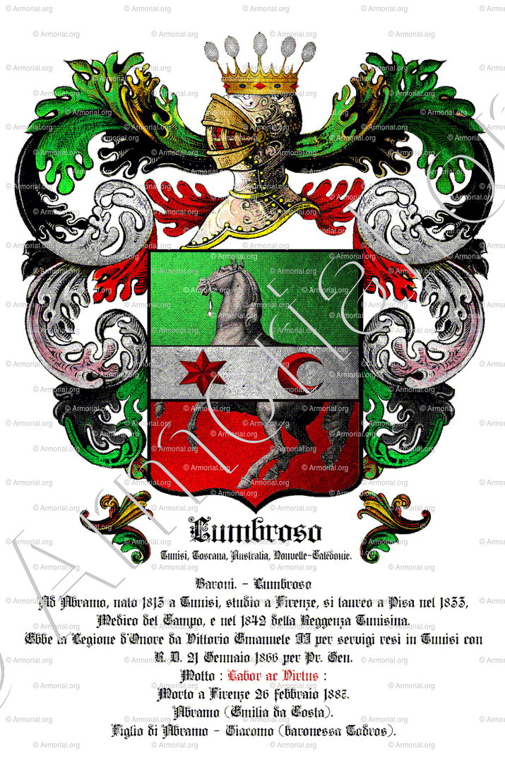 LUMBROSO_Labor ac Virtus (devise des barons Lumbroso)._Italia