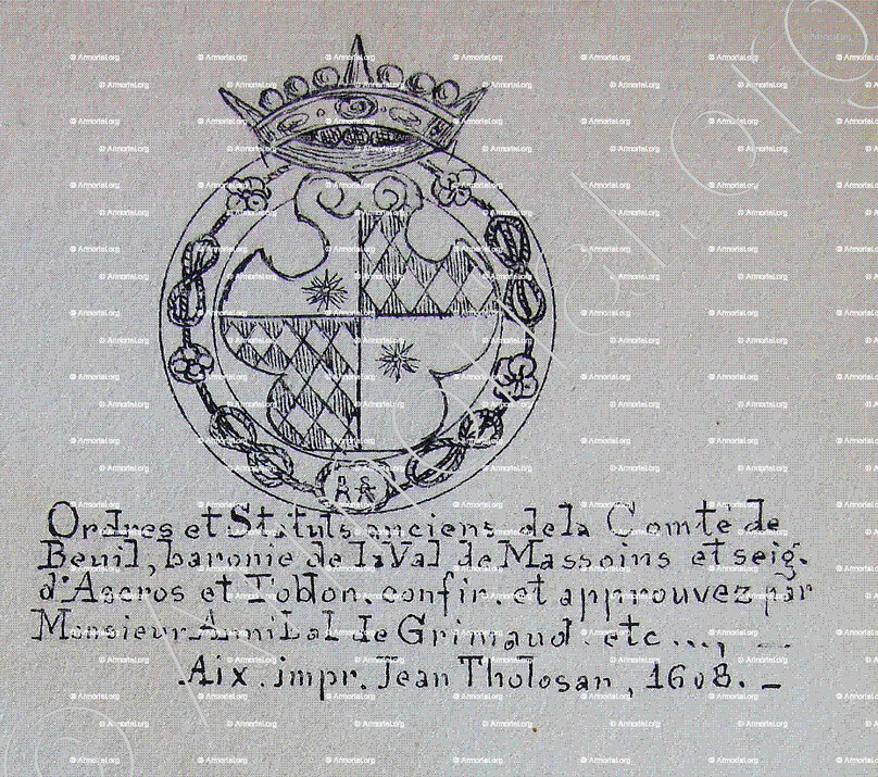 GRIMALDI ou de GRIMAUD de BEUIL_Armorial Nice. (J. Casal, 1902) (Bibl. mun. de Nice)_France (ii)
