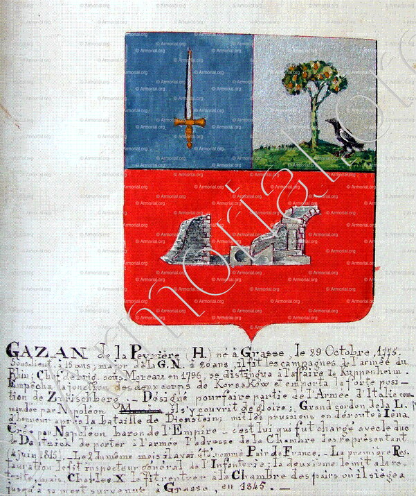 GAZAN de la PEYRIERE_Armorial Nice. (J. Casal, 1903) (Bibl. mun. de Nice)_France (1808 1814). (1)
