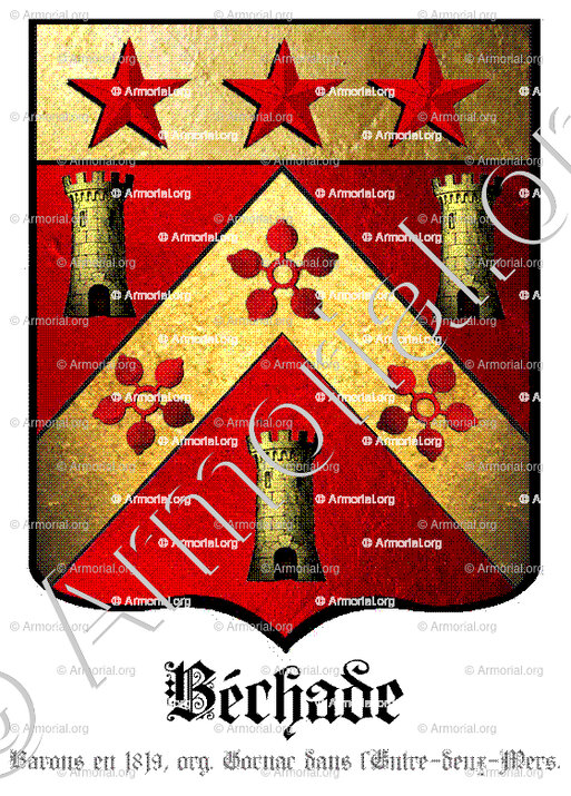 BÉCHADE_Barons en 1819, originaire de Gornac dans l'Entre-deux-Mers._France