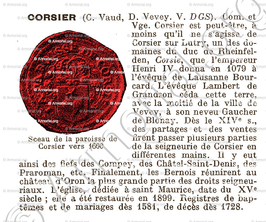 CORSIER ou CORSY ou CORCIACO.