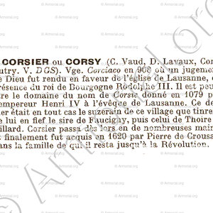 CORSIER ou CORSY ou CorciacoDict. Hist. et Biogr. de la Suisse.