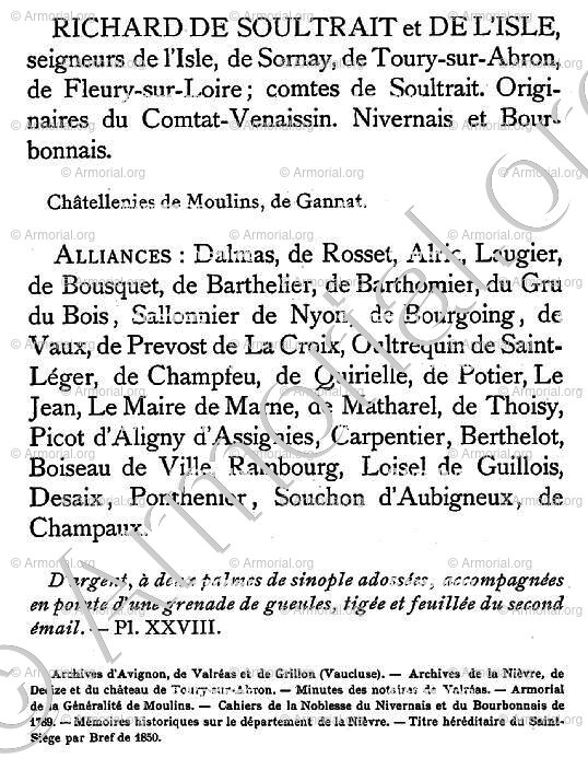 RICHARD de SOULTRAIT et de L'ISLE