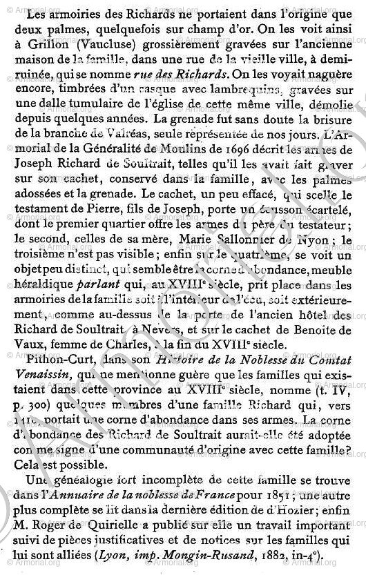 RICHARD de SOULTRAIT et de L'ISLE