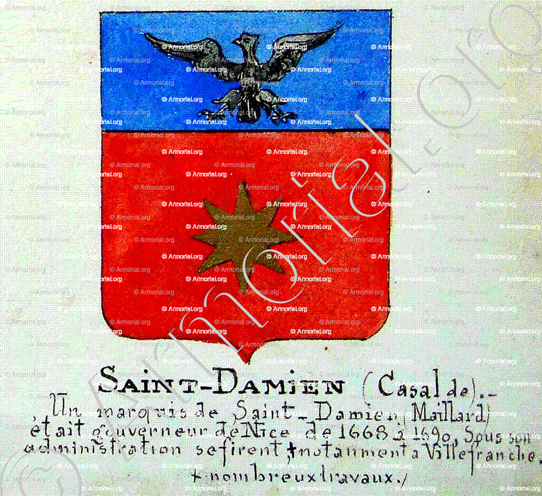 CASAL de SAINT DAMIEN et Marquis de SAINT DAMIEN MAILLARD_Armorial Nice. (J. Casal, 1903) (Bibl. mun. de Nice)._France