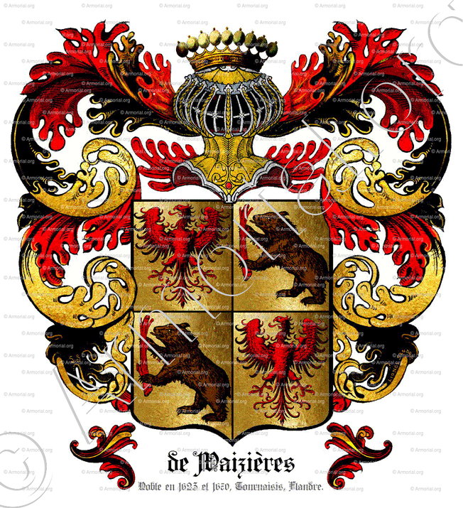 de WAIZIERES_Tournaisis. Comté de Flandre. Famille noble en 1623 et 1670._France Belgique .