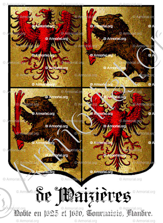 de WAIZIERES_Tournaisis. Comté de Flandre. Famille noble en 1623 et 1670._France Belgique