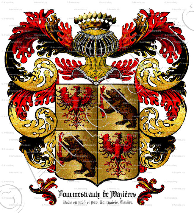 FOURMESTRAULX de WAZIERES_Noble en 1623 et 1670, Tournaisis, Comté de Flandre._France Belgique 