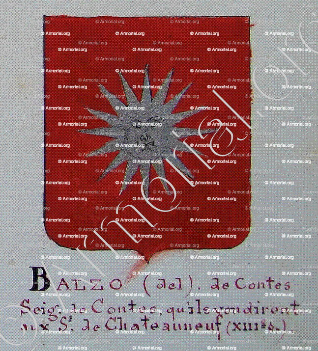 del BALZO, Seigneur de Contes_Armorial Nice. (J. Casal, 1903) (Bibl. mun. de Nice)_France (i)