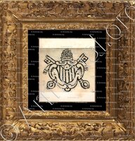 cadre-ancien-or-BENOÎT XIV_Pape, 1740. Blason relevé à Bastia. Corse_France ()