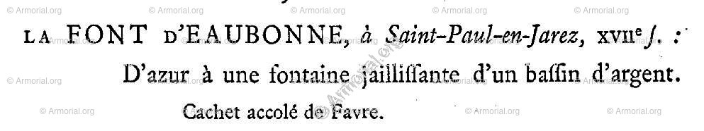 De La FONT d'EAUBONNE