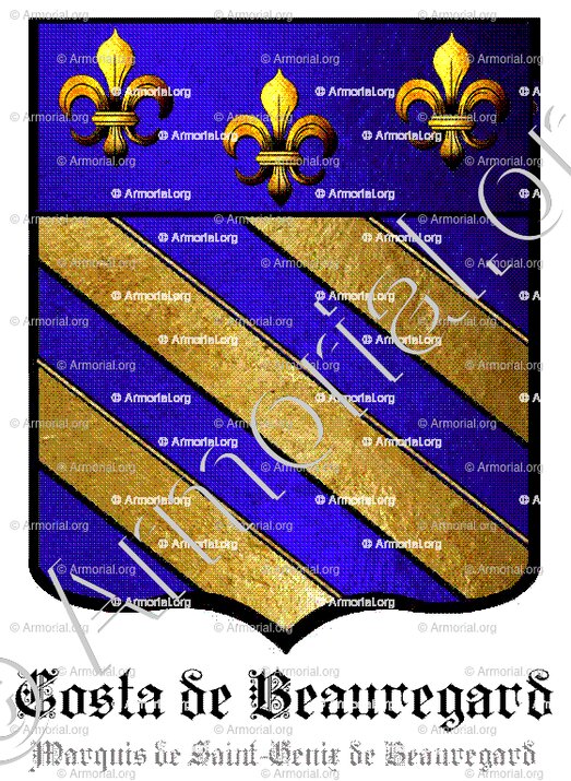 COSTA de BEAUREGARD Marquis de SAINT-GENIX de BEAUREGARD_Genova1389, Savoie 1700._Italia, France