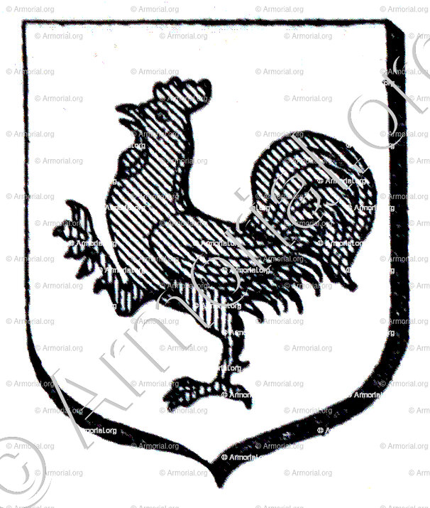 COQ_D'argent au coq hardi de sinople membré de gueules._Héraldique