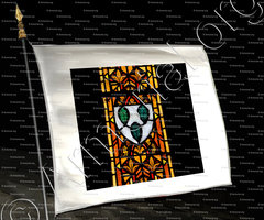 drapeau-ANQUETIL_Armoiries, vitrail (La plus ancienne famille seigneurial). Eglise de Quettehou (Manche) (Normandie)_France (2)