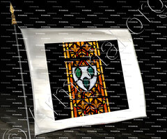 drapeau-ANQUETIL_Armoiries, vitrail (La plus ancienne famille seigneurial). Eglise de Quettehou (Manche) (Normandie)_France (2)