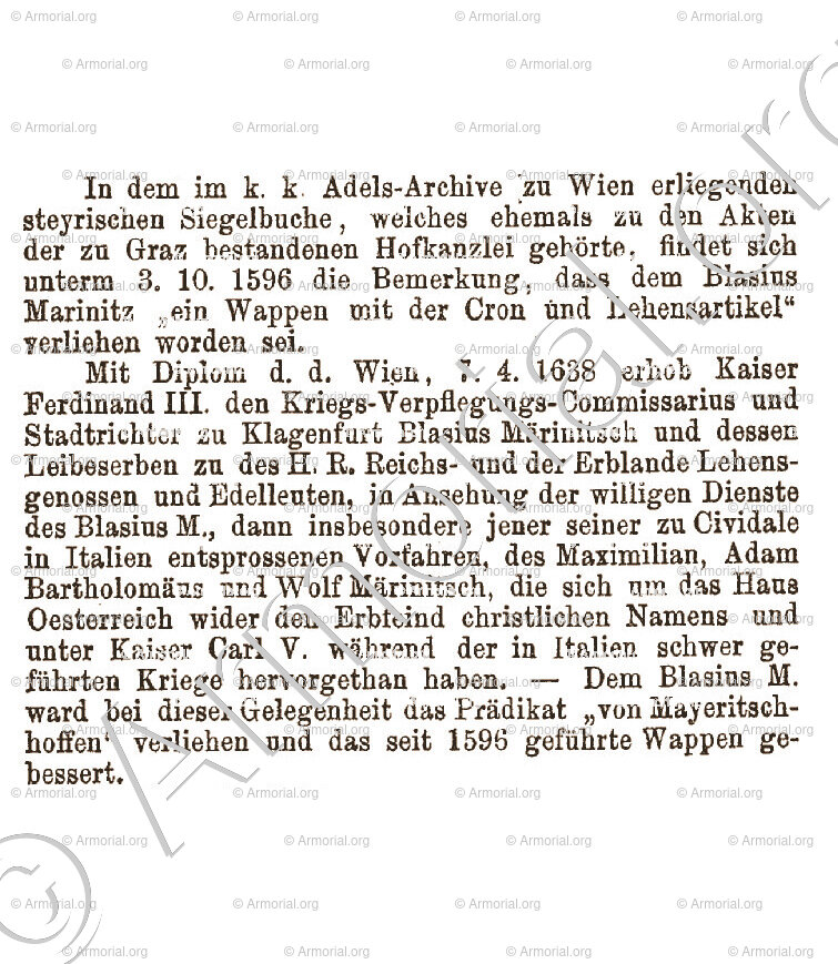 MEYERBERG früher MARINITSCH von MAYERITSCHHOFEN (7).