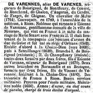 de VARENES ou de VARENNES_Dict des Anciennes Familles d'Auvergne_France (i)