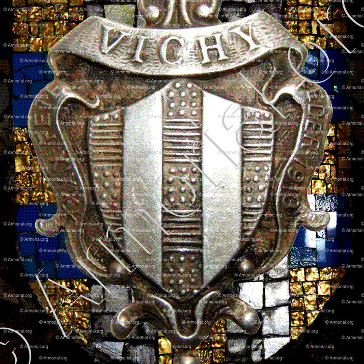 VICHY_Armes de Vichy. Etain1913 et Mosaique. (Bourbonnais)_France (i)
