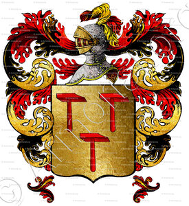 D'or à trois marteau de gueules 2 et 1. (rtp) (metal)..