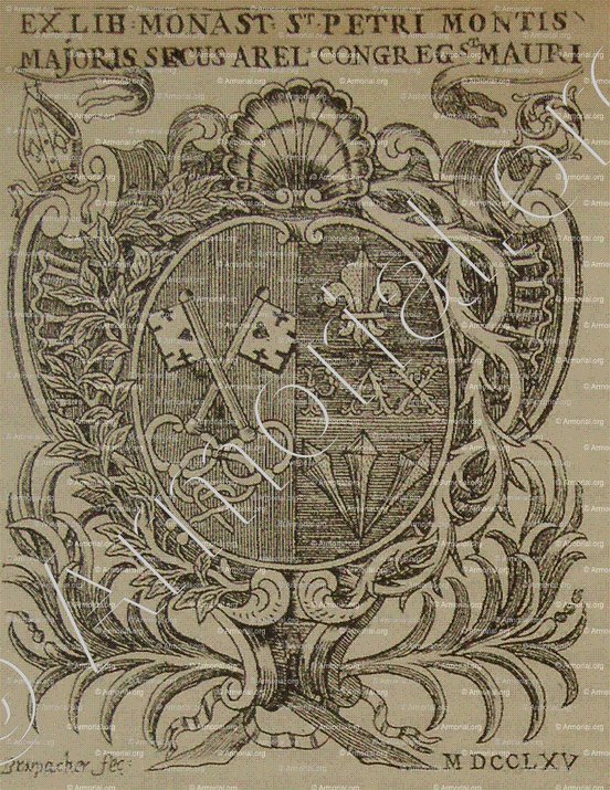 MONTMAJOUR_armoiries ex libris 1765 de l'Abbaye de Montmajour (Provence)_France