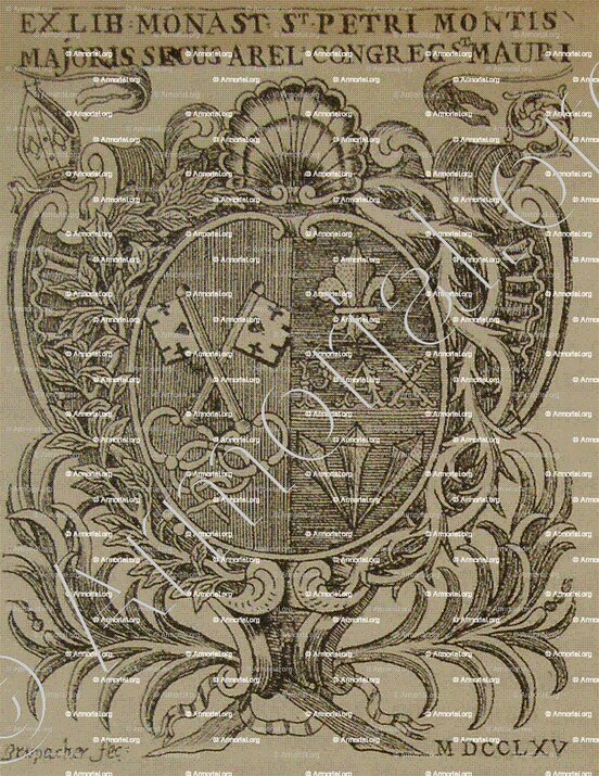 MONTMAJOUR_armoiries ex libris 1765 de l'Abbaye de Montmajour (Provence)_France