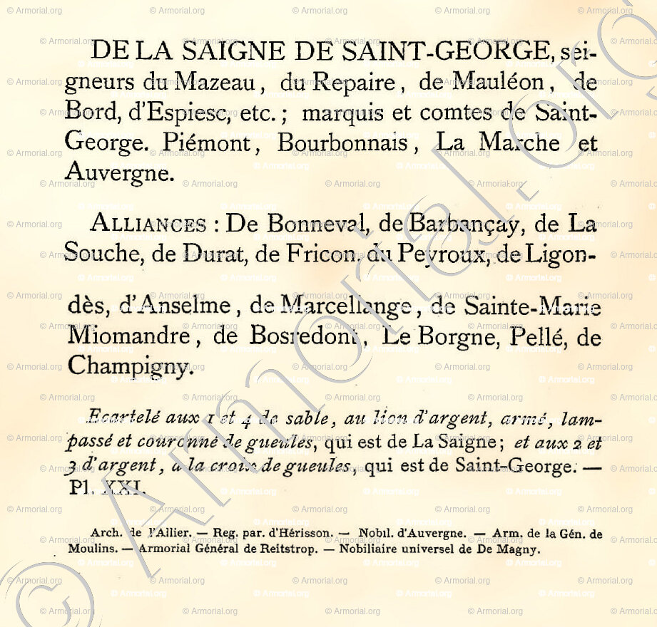 De LA SAIGNE SAINT GEORGES