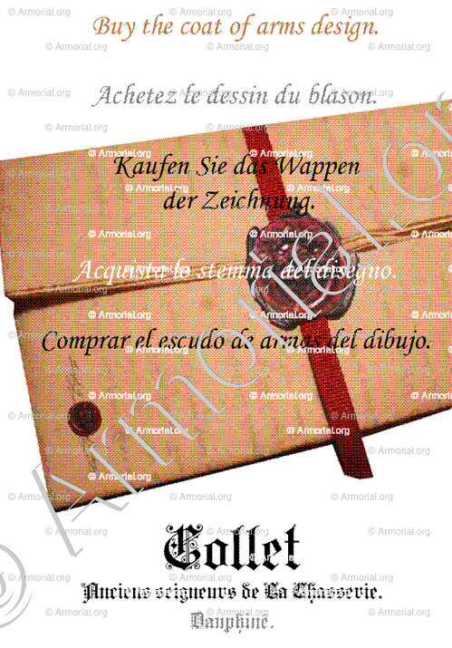 COLLET_Achetez le dessin du blason. Buy the coat of arms design. Kaufen Sie das Wappen der Zeichnung. Acquista lo stemma del disegno. Comprar el escudo de armas del dibujo._Armorial.org