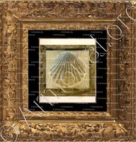 cadre-ancien-or-COQUILLE SAINT-JACQUES de COMPOSTELLE_Chemin, Saint-Guilhem-Le-Désert (Languedoc._France