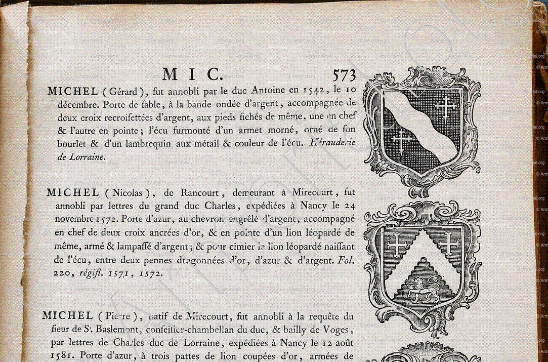 MICHEL (Nicolas)_anobli par le duc Charles de Lorraine en 1572. Duché de Lorraine (France) (2)