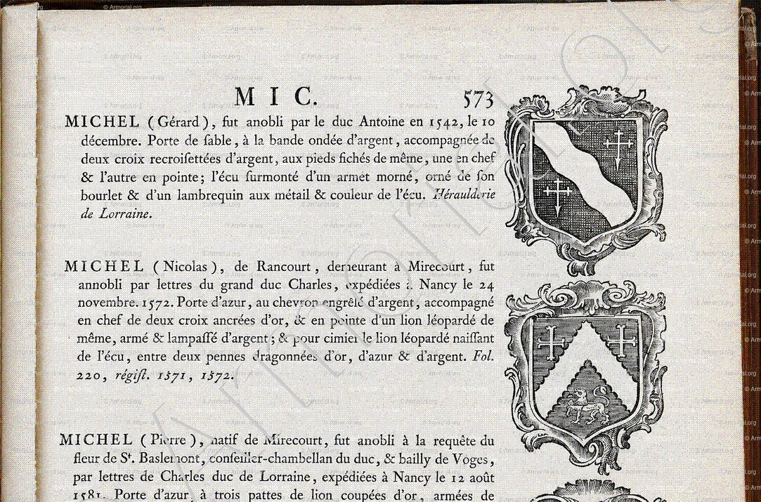 MICHEL Gérard_Anobli par le duc Antoine de Lorraine en 1542._Duché de Lorraine. (France) (2)