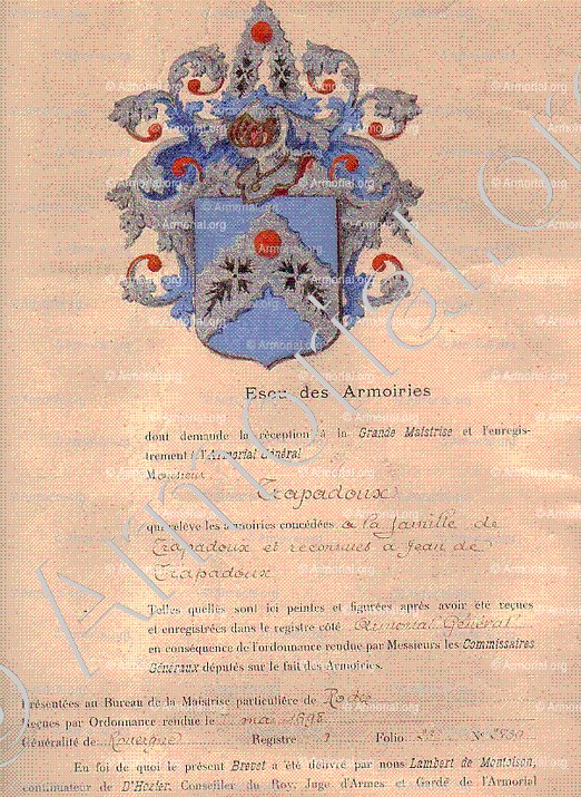 TRAPADOUX_Armorial famille Boutechoux de Chavanes_France