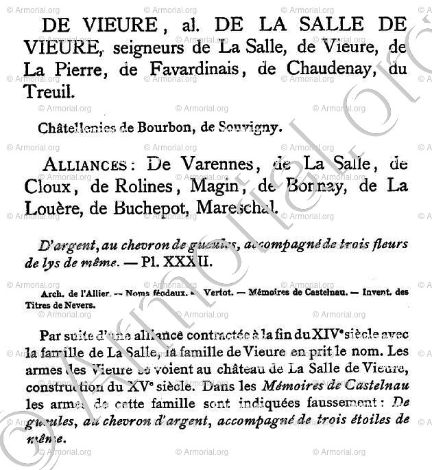 De VIEURE alias de LA SALLE de VIEURE.
