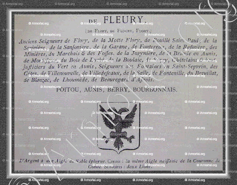 de FLEURY de FLORY de la MOTTE FLOURY_Poitou, Aunis, Berry, Bourbonnais._France