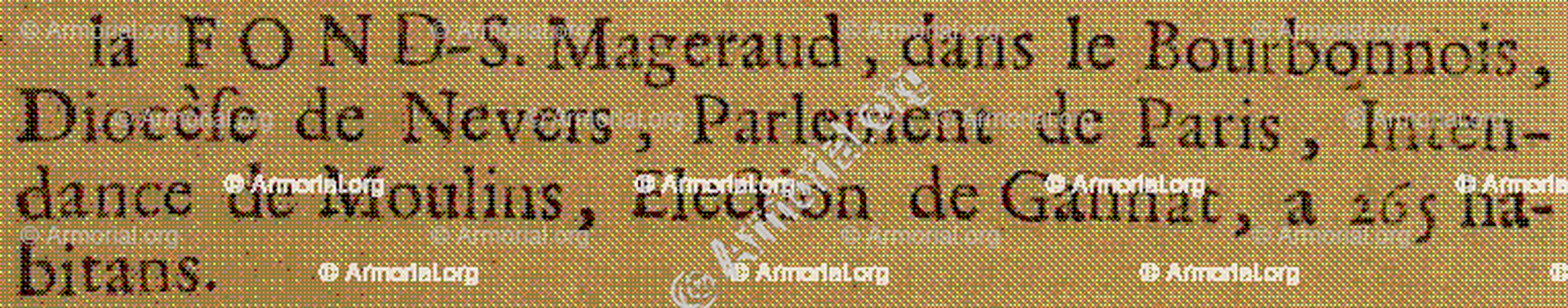 la FOND SAINT MAGERAUD_Bourbonnais_La France en 1726.