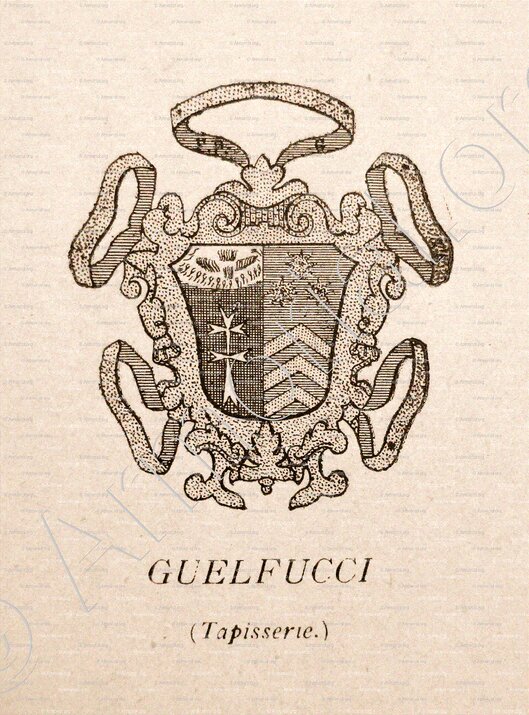 GUELFUCCI_Tralonca, Corte, Saveria,  Sermano, Alando, Belgodere. Armorial Corse. (Colonna de Cesari Rocca, 1892) - Corsica (i)