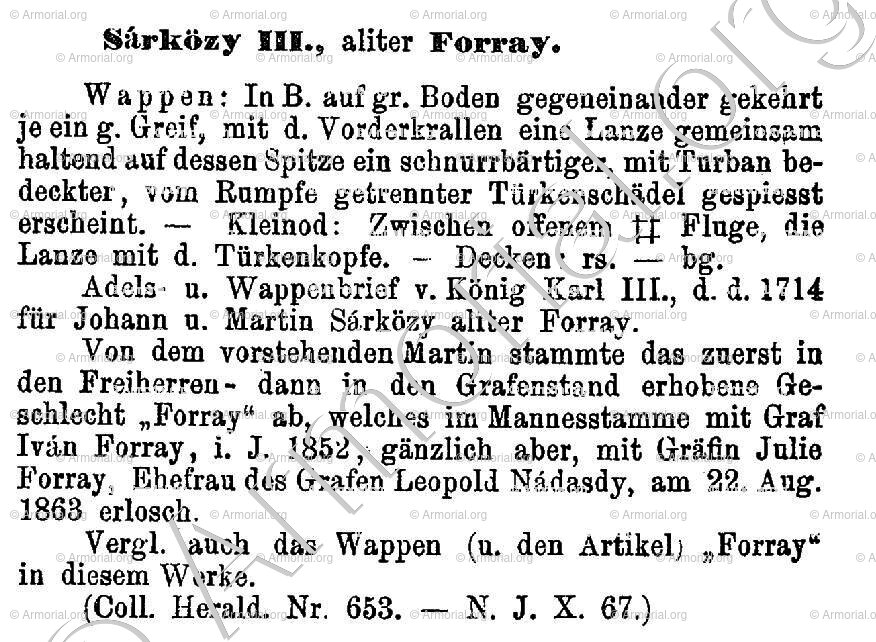 SARKOZY III, aliter FORRAY